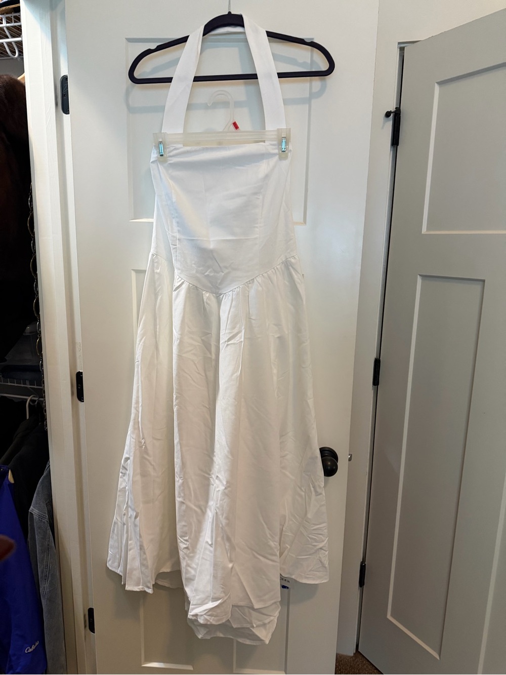 Cider White Backless Halter Midi Dress